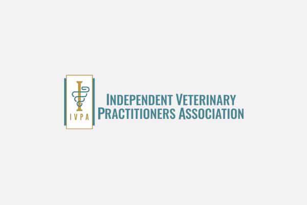 Logo of the Independent Veterinary Practitioners Association, featuring a stylized blue caduceus and syringe inside a yellow box with the acronym "IVPA" on the left, and the association name in blue text on the right.